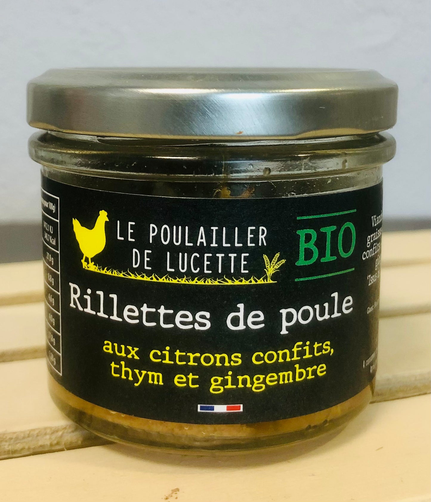 Rillettes de poule au citron confit, thym et gingembre 90g